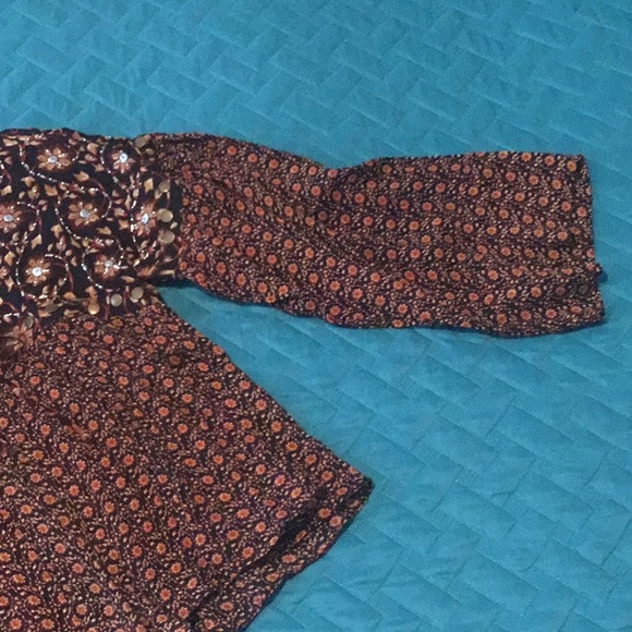 Free People embellished tie front top I’m multi-color - Picture 3 of 7